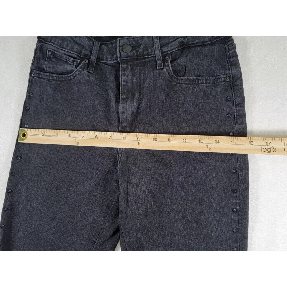 Levis 721 High Rise Skinny Stretch Jeans Size 29 Black Denim Rhinestone Stripe - Picture 10 of 16